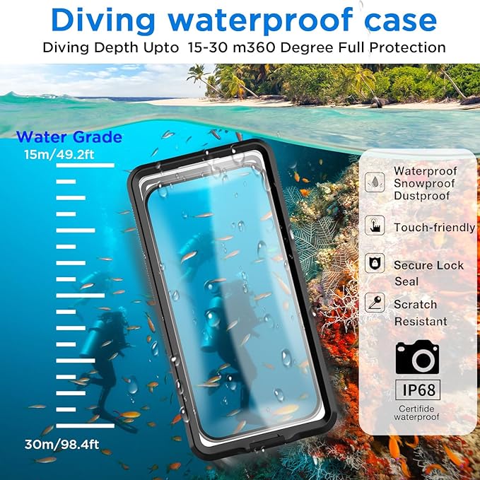 Vazico Waterproof Phone Case,Universal Shelf-Check Function Underwater Pouch Dry Bag Beach Travel Essentials Tech Gadgets Gifts for iPhone 15 14 13 11 12