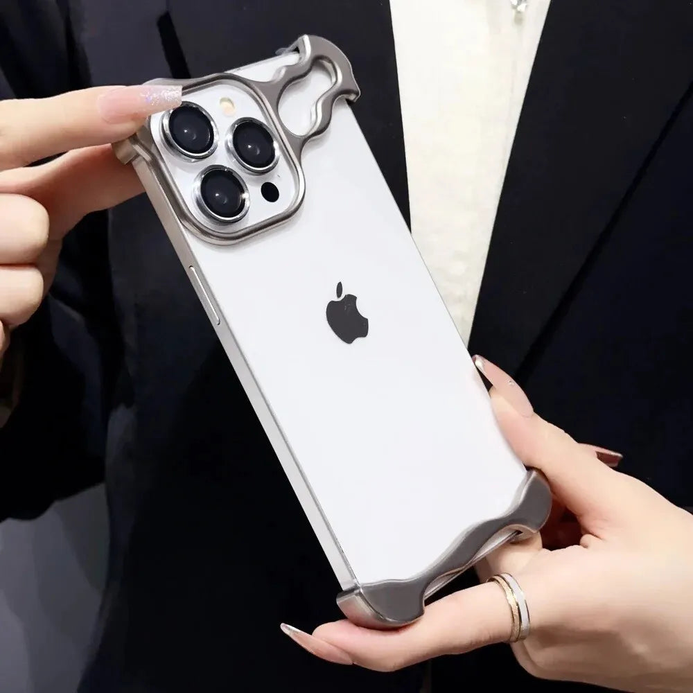 Vazico iPhone 15 Pro Max Bumper Case: Minimalist Titanium Metal Frame with Camera Rings