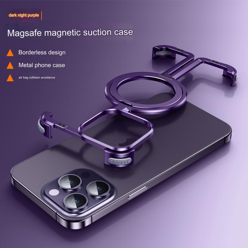 Vazico One Shell Suitable For Apple iPhone 15 Pro max Case Plus Ultra-thin Metal Frameless New Magnetic Stand Magsafe Bare Metal Hand Feel Heat Dissipation Anti-fall Protective Cover