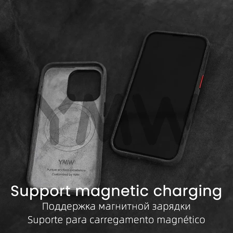 Vazico Magnetic ALCANTARA Case for iPhone 15 Pro Max 14 13 12 mini Luxury Artificial Leather Supercar Suede Phone Cases Cover